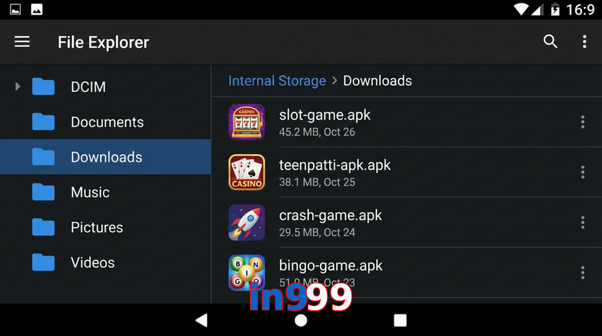 Main screen of In999 gameapk page for PK players